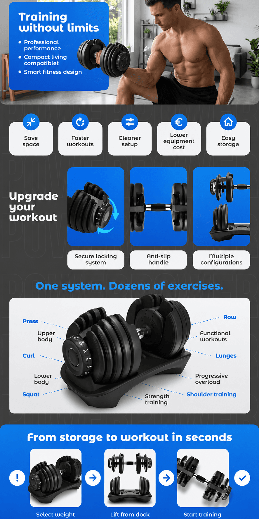 Adjustable Dumbbells fitness equipment Amazon A+ Content design