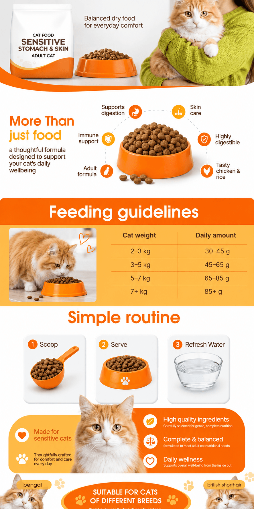 PurrPure Sensitive Stomach adult cat food Amazon A+ Content