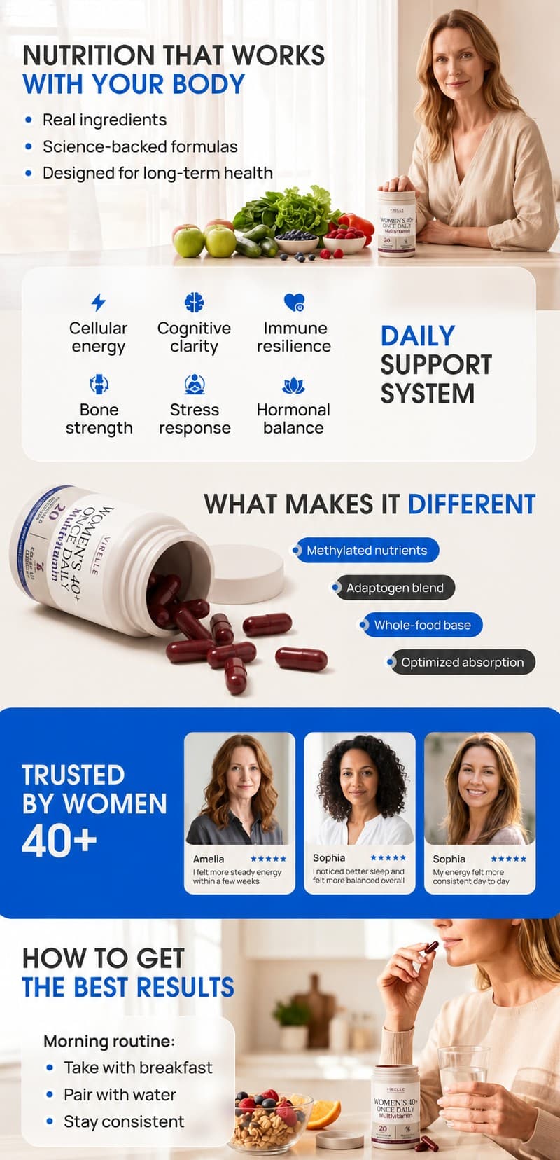 Virelle Women 40+ Daily Multivitamin Amazon A+ Content