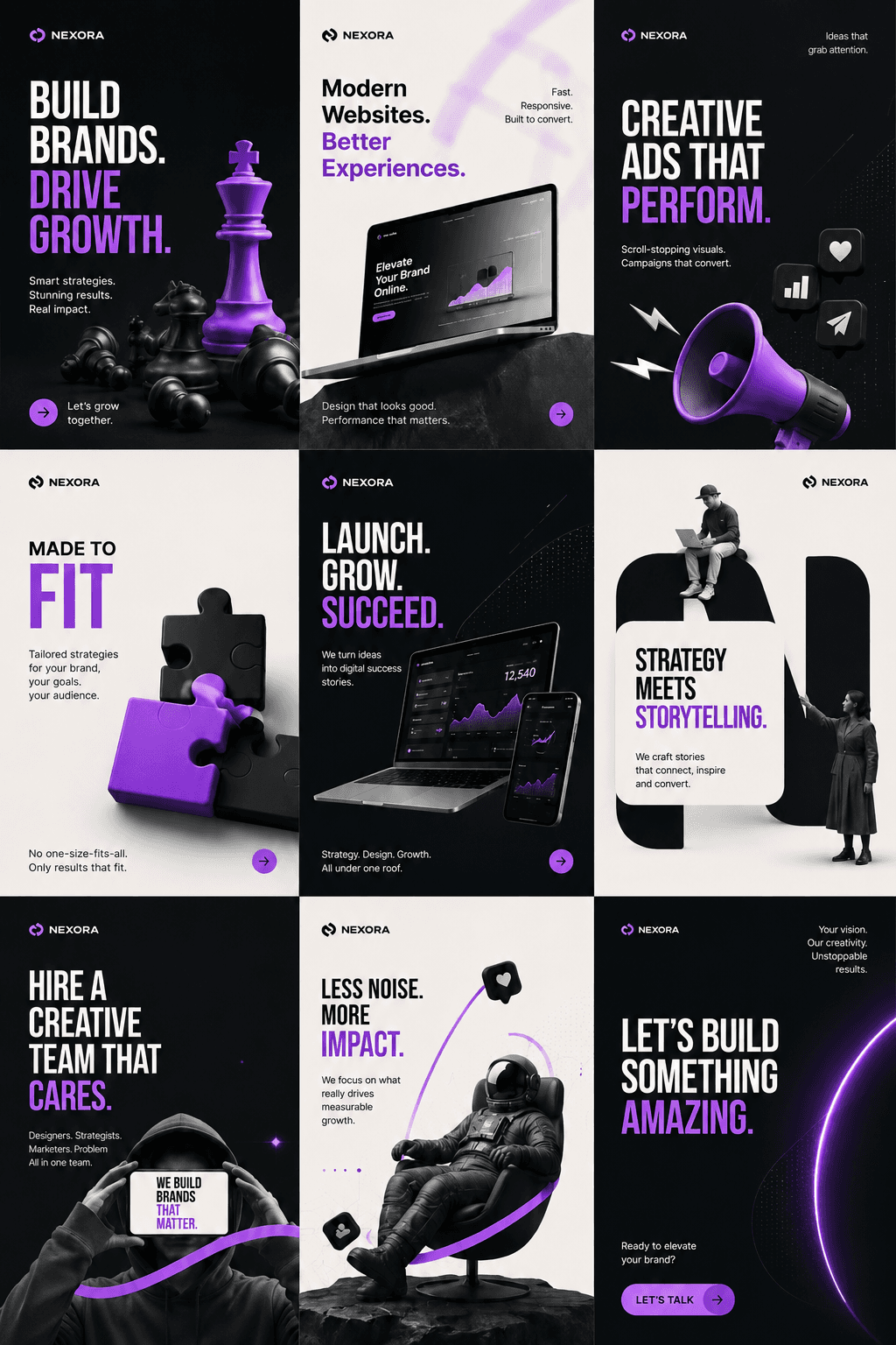 Nexora agency 9-post Instagram visual grid campaign