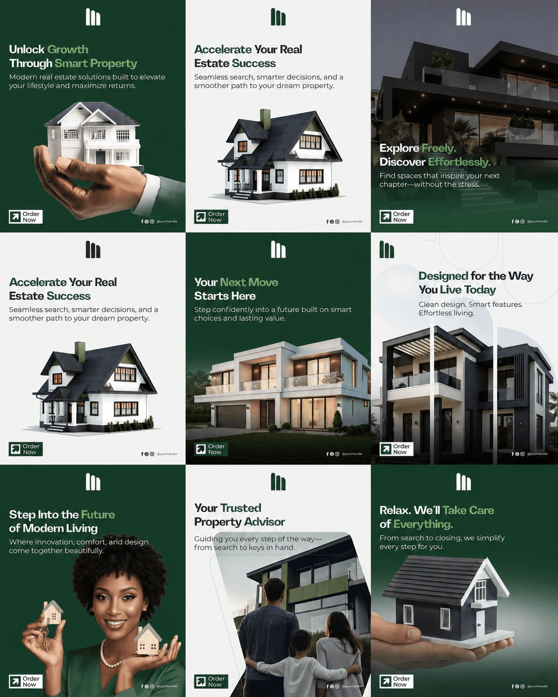 Luxury Modern Real Estate 9-post social media campaign