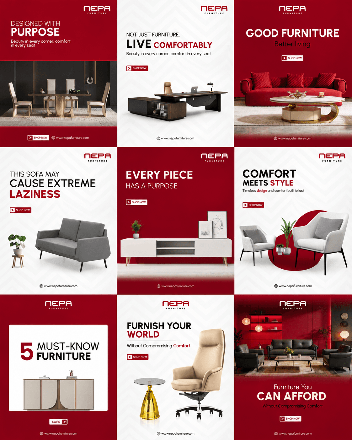 NEPA Luxury Modern Furniture 9-post social commerce grid